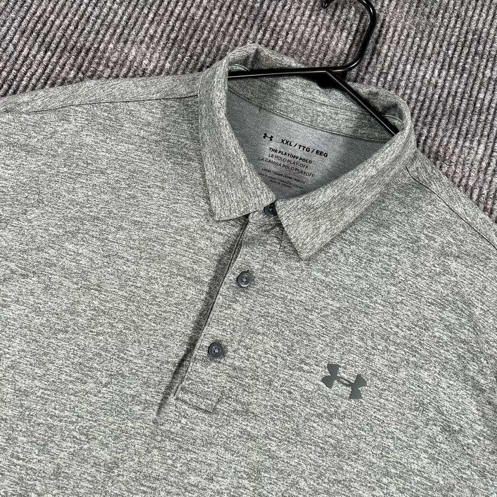 Under Armour Playoff Polo Shirt Mens 2XL XXL Gray Short Sleeve Loose Fit Golf